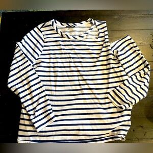 Lane Bryant 18-20 blue and white shirt shoulder peak on left side.